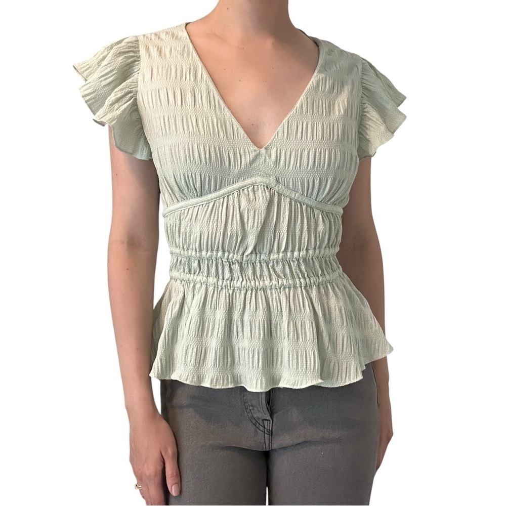 S’edge Blouse Ruffle Pastel Green Dainty Feminine Coquette Spring Size Medium